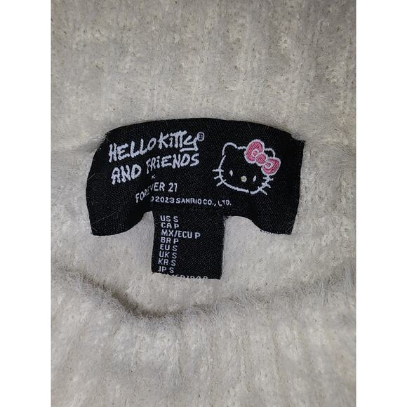 Hello Kitty and Friends Badtz-Maru Fuzzy Knit Sweater White Sweater Small - Picture 8 of 8